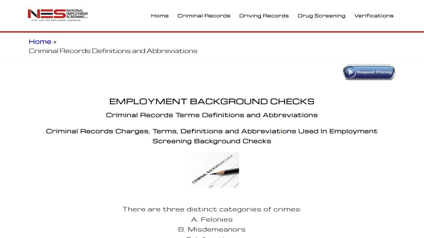 Criminal Records Terms Definitions and Abbreviations